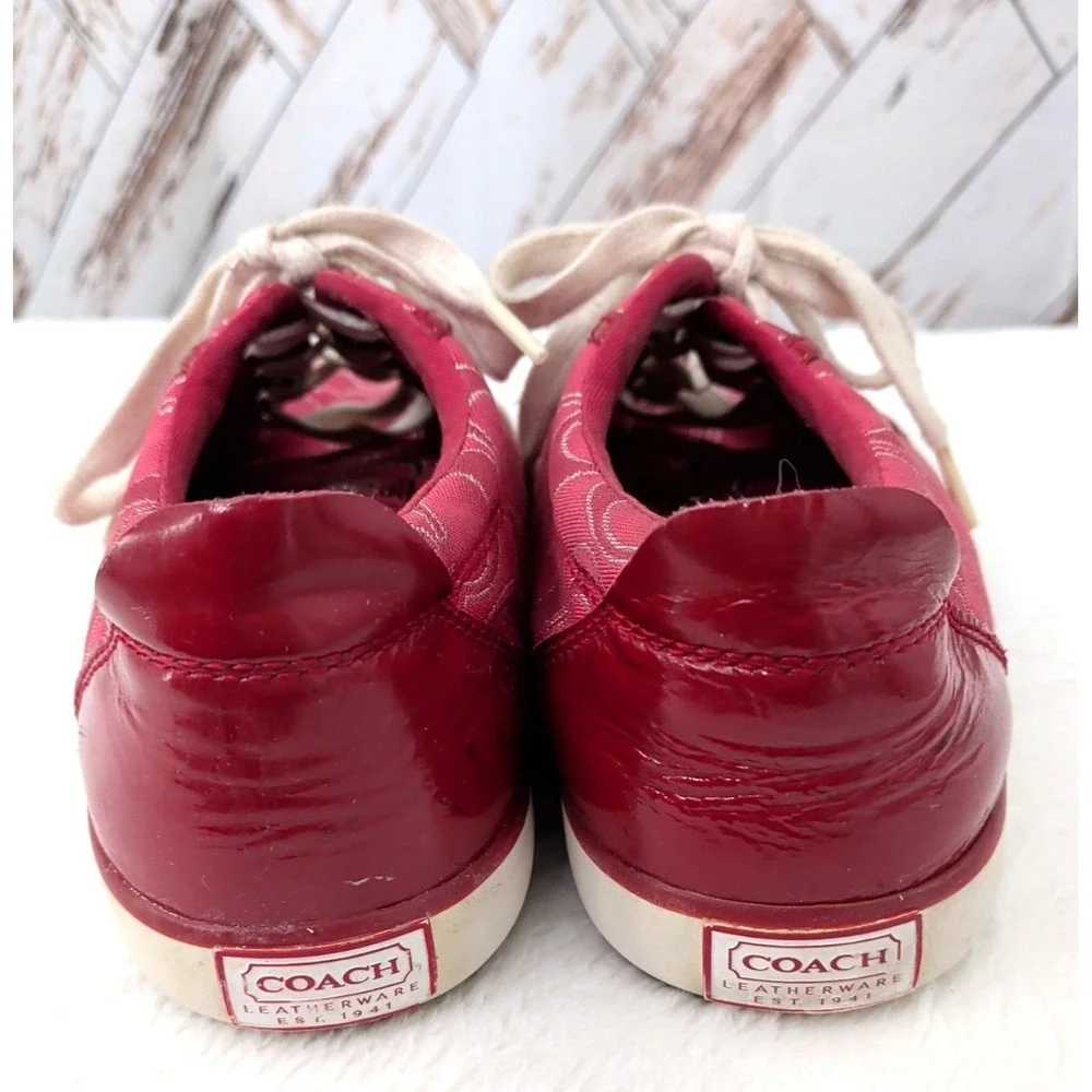 Coach Signature Pink/ Red Low Top Sneakers‎
